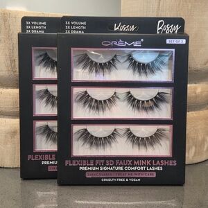 2 (Two) THE CREME SHOP Flexible Fit 3D Faux Mink Lashes In Bossy NEW IN BOX